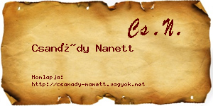 Csanády Nanett névjegykártya